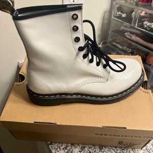 White Dr Martens Patent Leather